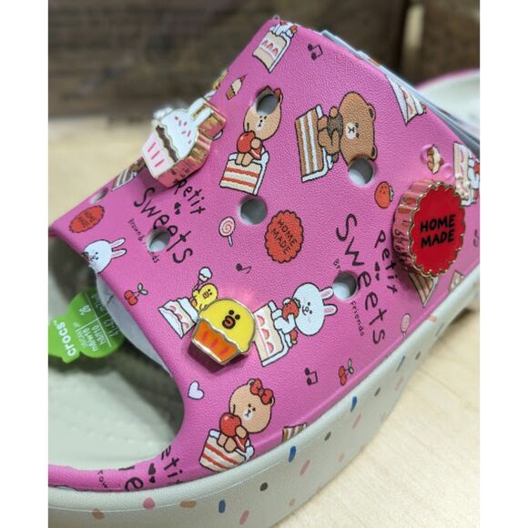 Crocs LINE FRIENDS Pink Stomp Platform Slide Sandals with Jibbitz Charms W10/M8 - Picture 12 of 13